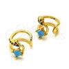 Earcuff 02.210.0677.1 Oro Laminado, con Multicolor Micro Pave and Turquoise Zirconia Cubica, Pulido, Tono Dorado
