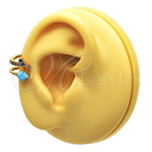 Earcuff 02.210.0677.1 Oro Laminado, con Multicolor Micro Pave and Turquoise Zirconia Cubica, Pulido, Tono Dorado
