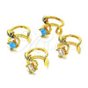 Earcuff 02.210.0677.1 Oro Laminado, con Multicolor Micro Pave and Turquoise Zirconia Cubica, Pulido, Tono Dorado