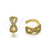 Earcuff 02.210.0678 Oro Laminado, Diseño de Infinito, con Blanca Micro Pave, Pulido, Tono Dorado
