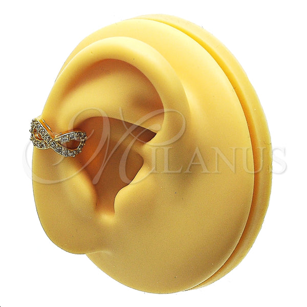 Earcuff 02.210.0678 Oro Laminado, Diseño de Infinito, con Blanca Micro Pave, Pulido, Tono Dorado