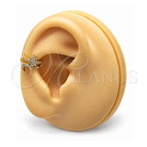 Earcuff 02.210.0679 Oro Laminado, Diseño de Luna, con Blanca Micro Pave, Pulido, Tono Dorado