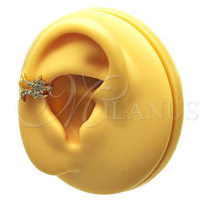 Earcuff 02.210.0679 Oro Laminado, Diseño de Luna, con Blanca Micro Pave, Pulido, Tono Dorado