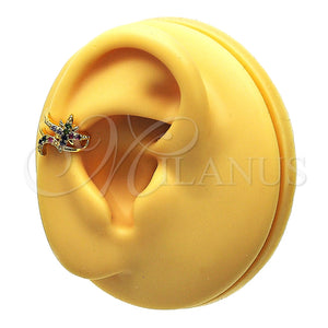 Earcuff 02.210.0679.1 Oro Laminado, Diseño de Luna, con Multicolor Micro Pave, Pulido, Tono Dorado