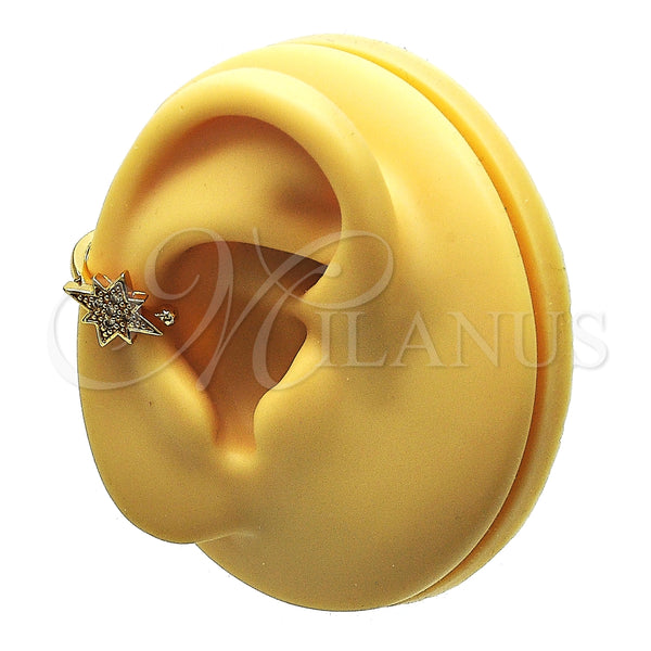 Earcuff 02.210.0680 Oro Laminado, con Blanca Micro Pave, Pulido, Tono Dorado