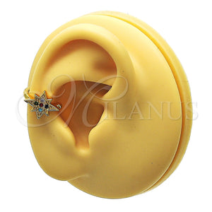 Earcuff 02.210.0680.1 Oro Laminado, con Multicolor Micro Pave, Pulido, Tono Dorado