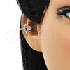Earcuff 02.210.0681 Oro Laminado, Diseño de Ojo Griego, con Blanca and Negro Micro Pave, Pulido, Tono Dorado