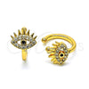 Earcuff 02.210.0681 Oro Laminado, Diseño de Ojo Griego, con Blanca and Negro Micro Pave, Pulido, Tono Dorado