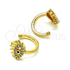Earcuff 02.210.0681 Oro Laminado, Diseño de Ojo Griego, con Blanca and Negro Micro Pave, Pulido, Tono Dorado