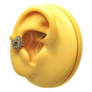 Earcuff 02.210.0681 Oro Laminado, Diseño de Ojo Griego, con Blanca and Negro Micro Pave, Pulido, Tono Dorado
