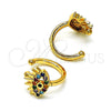 Earcuff 02.210.0681.1 Oro Laminado, Diseño de Ojo Griego, con Multicolor Micro Pave, Pulido, Tono Dorado