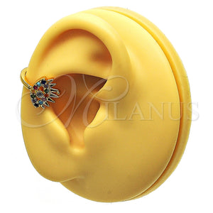 Earcuff 02.210.0681.1 Oro Laminado, Diseño de Ojo Griego, con Multicolor Micro Pave, Pulido, Tono Dorado