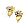 Earcuff 02.210.0681.1 Oro Laminado, Diseño de Ojo Griego, con Multicolor Micro Pave, Pulido, Tono Dorado