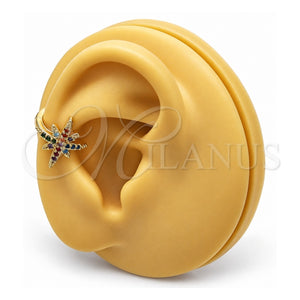 Earcuff 02.210.0682.1 Oro Laminado, con Multicolor Micro Pave, Pulido, Tono Dorado