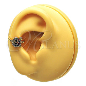 Earcuff 02.210.0683.1 Oro Laminado, Diseño de Osito, con Multicolor Micro Pave, Pulido, Tono Dorado