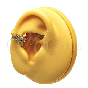 Earcuff 02.210.0684 Oro Laminado, Diseño de Abeja, con Blanca Micro Pave, Pulido, Tono Dorado