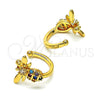 Earcuff 02.210.0684.1 Oro Laminado, Diseño de Abeja, con Multicolor Micro Pave, Pulido, Tono Dorado