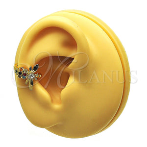 Earcuff 02.210.0684.1 Oro Laminado, Diseño de Abeja, con Multicolor Micro Pave, Pulido, Tono Dorado