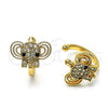 Earcuff 02.210.0685 Oro Laminado, Diseño de Elefante, con Blanca and Negro Micro Pave, Pulido, Tono Dorado