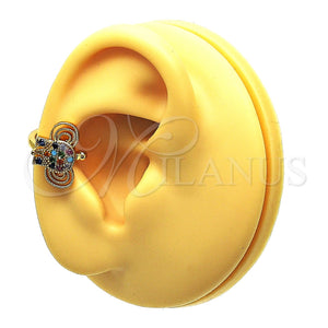 Earcuff 02.210.0685.1 Oro Laminado, Diseño de Elefante, con Multicolor Micro Pave, Pulido, Tono Dorado