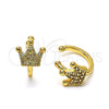 Earcuff 02.210.0686 Oro Laminado, Diseño de Corona, con Blanca Micro Pave, Pulido, Tono Dorado