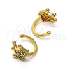 Earcuff 02.210.0686 Oro Laminado, Diseño de Corona, con Blanca Micro Pave, Pulido, Tono Dorado