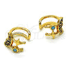 Earcuff 02.210.0688.1 Oro Laminado, Diseño de Luna, con Multicolor Micro Pave and Turquoise Zirconia Cubica, Pulido, Tono Dorado