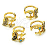 Earcuff 02.210.0688.1 Oro Laminado, Diseño de Luna, con Multicolor Micro Pave and Turquoise Zirconia Cubica, Pulido, Tono Dorado