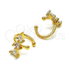 Earcuff 02.210.0690 Oro Laminado, con Blanca Zirconia Cubica, Pulido, Tono Dorado