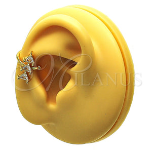 Earcuff 02.210.0690 Oro Laminado, con Blanca Zirconia Cubica, Pulido, Tono Dorado