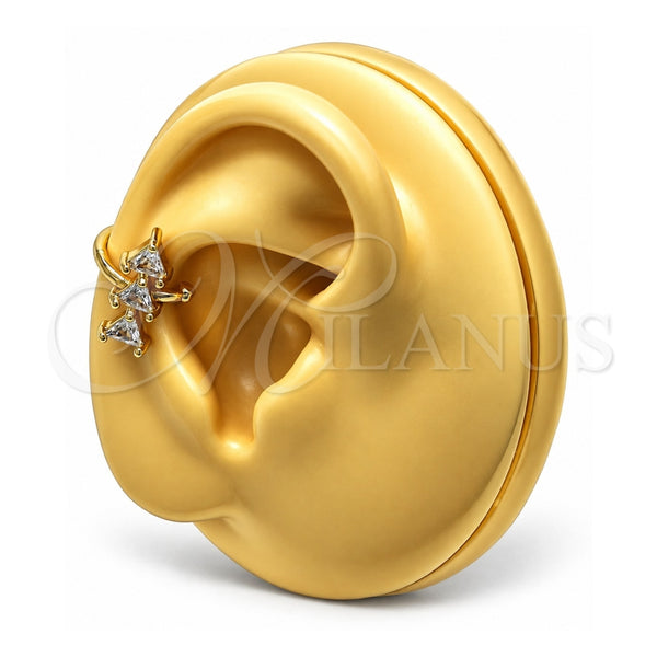 Earcuff 02.210.0690 Oro Laminado, con Blanca Zirconia Cubica, Pulido, Tono Dorado