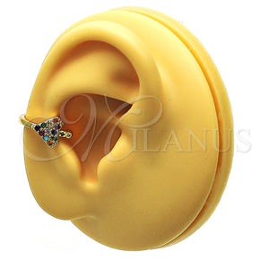 Earcuff 02.210.0691.1 Oro Laminado, con Multicolor Micro Pave, Pulido, Tono Dorado
