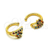 Earcuff 02.210.0693.1 Oro Laminado, Diseño de Flor, con Multicolor Micro Pave, Pulido, Tono Dorado