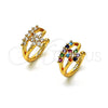 Earcuff 02.210.0693.1 Oro Laminado, Diseño de Flor, con Multicolor Micro Pave, Pulido, Tono Dorado
