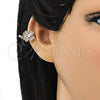 Earcuff 02.210.0694 Oro Laminado, Diseño de Trébol de Cuatro Hojas, con Blanca Micro Pave, Pulido, Tono Dorado