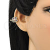 Earcuff 02.210.0694.1 Oro Laminado, Diseño de Trébol de Cuatro Hojas, con Multicolor Micro Pave, Pulido, Tono Dorado