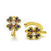 Earcuff 02.210.0694.1 Oro Laminado, Diseño de Trébol de Cuatro Hojas, con Multicolor Micro Pave, Pulido, Tono Dorado