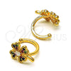 Earcuff 02.210.0694.1 Oro Laminado, Diseño de Trébol de Cuatro Hojas, con Multicolor Micro Pave, Pulido, Tono Dorado