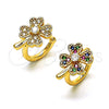 Earcuff 02.210.0694.1 Oro Laminado, Diseño de Trébol de Cuatro Hojas, con Multicolor Micro Pave, Pulido, Tono Dorado