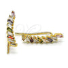 Earcuff 02.210.0695.1 Oro Laminado, Diseño de Baguette, con Multicolor Zirconia Cubica, Pulido, Tono Dorado