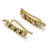 Earcuff 02.210.0695.1 Oro Laminado, Diseño de Baguette, con Multicolor Zirconia Cubica, Pulido, Tono Dorado