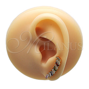 Earcuff 02.210.0695.1 Oro Laminado, Diseño de Baguette, con Multicolor Zirconia Cubica, Pulido, Tono Dorado