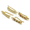 Earcuff 02.210.0695.1 Oro Laminado, Diseño de Baguette, con Multicolor Zirconia Cubica, Pulido, Tono Dorado