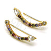 Earcuff 02.210.0696.1 Oro Laminado, Diseño de Gota, con Multicolor Micro Pave and Blanca Zirconia Cubica, Pulido, Tono Dorado