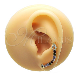 Earcuff 02.210.0696.1 Oro Laminado, Diseño de Gota, con Multicolor Micro Pave and Blanca Zirconia Cubica, Pulido, Tono Dorado