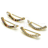 Earcuff 02.210.0696.1 Oro Laminado, Diseño de Gota, con Multicolor Micro Pave and Blanca Zirconia Cubica, Pulido, Tono Dorado