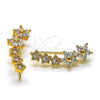 Earcuff 02.210.0698 Oro Laminado, Diseño de Flor y Estrella, con Blanca Micro Pave and Blanca Zirconia Cubica, Pulido, Tono Dorado