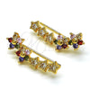 Earcuff 02.210.0698.1 Oro Laminado, Diseño de Flor y Estrella, con Multicolor Micro Pave and Blanca Zirconia Cubica, Pulido, Tono Dorado
