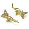 Earcuff 02.210.0699 Oro Laminado, Diseño de Mariposa, con Blanca Micro Pave, Pulido, Tono Dorado