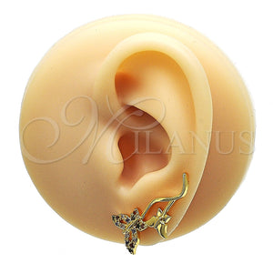 Earcuff 02.210.0699.1 Oro Laminado, Diseño de Mariposa, con Multicolor Micro Pave, Pulido, Tono Dorado